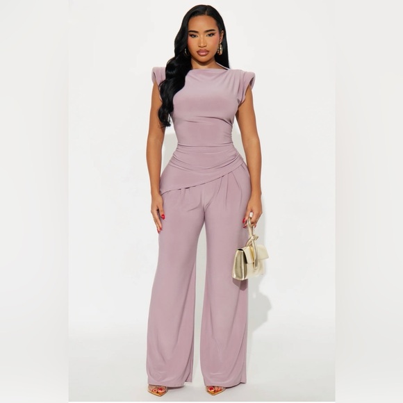 Dresses & Skirts - Elegant Mauve Wide-Leg 2 Piece Set